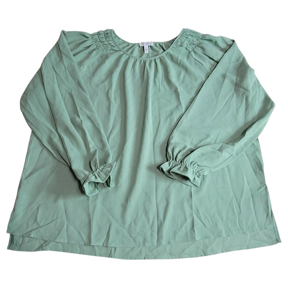 Jessica Simpson Green Ruched Shoulder Blouse  XXL - Picture 5 of 12